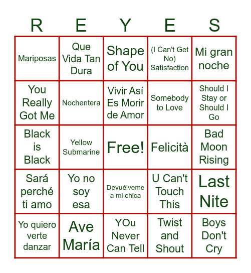 JUANES Bingo Card