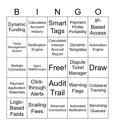 Feature Names Bingo Card