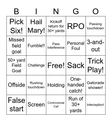 Super Bowl LVIII Bingo Card