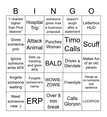 MOONMOON RP Bingo Card