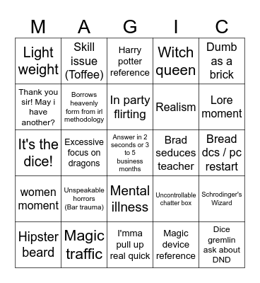 Magic rasim bingo Card