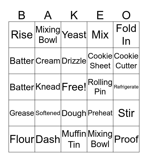 Crazy About Cupcakes Bingo Card