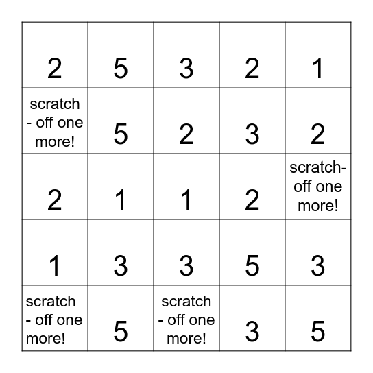 January Game SCRATCHOFF Bingo Card