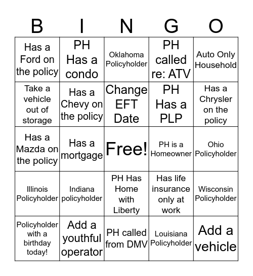 Team Cole Bingo Card