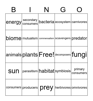 SCIENCE BINGO Card