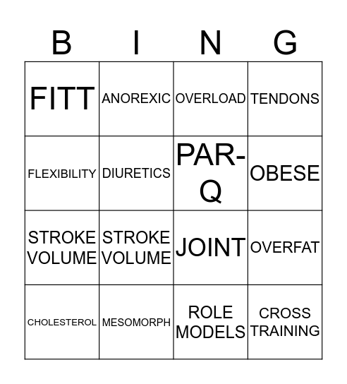 Keyword Bingo Card