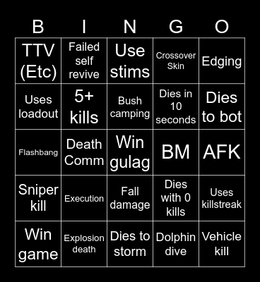Warzone 2.0 bingo (Credits to: Big Puffer) Bingo Card