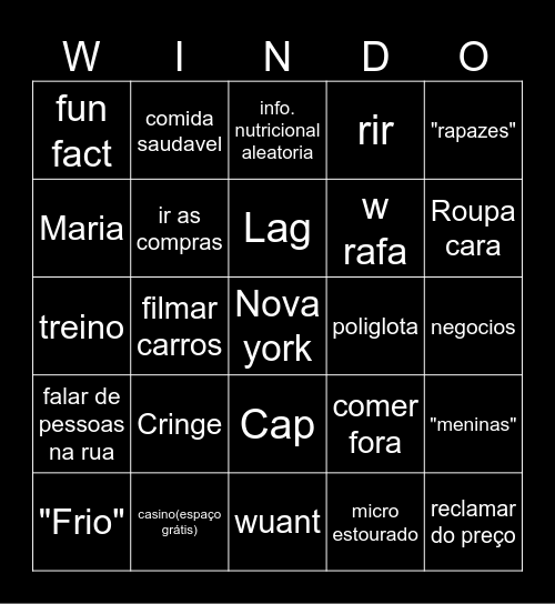 WInDOH BINGO Card