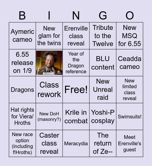 Fanfest Keynote Bingo Card