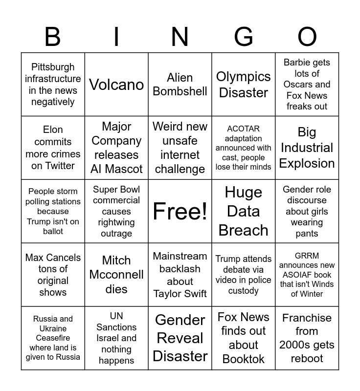 2024 Bingo Card   2024 