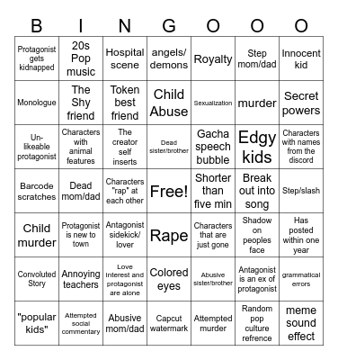 Gacha Life Bingo Card