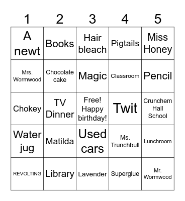 MATILDA BINGO Card
