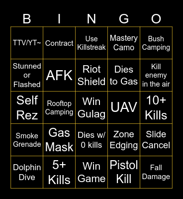 JustBidnez's WARZONE BINGO Card