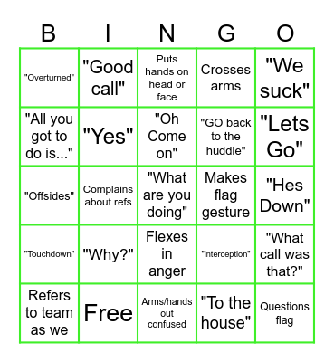FOOTBALL BINGO Card