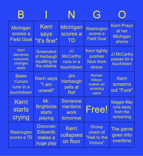 NATIONAL CHAMPIONSHIP BINGO Card