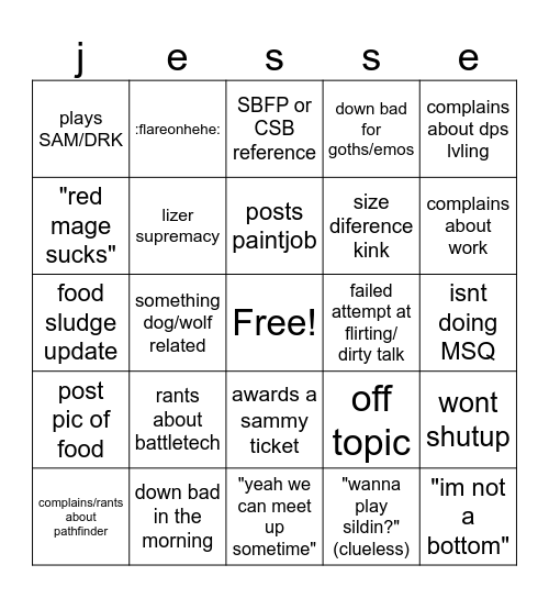 sammy card 2 Bingo Card