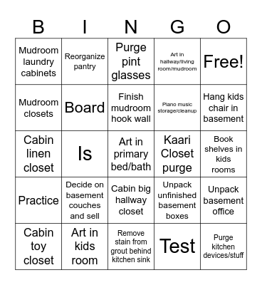 Kaari Declutter Board Bingo Card