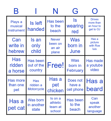 Ice Breaker Bingo Card