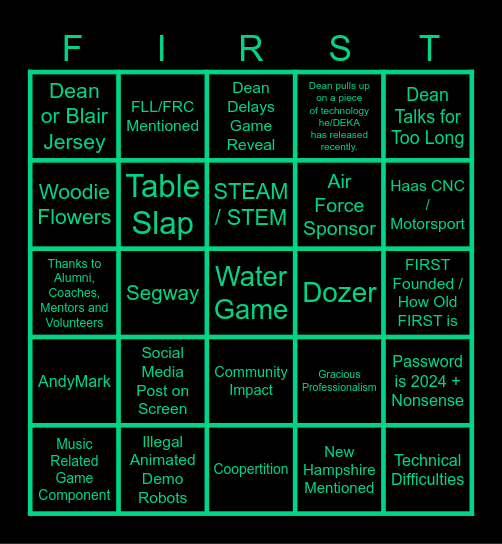 FIRST Crescendo Kickoff Bingo Card