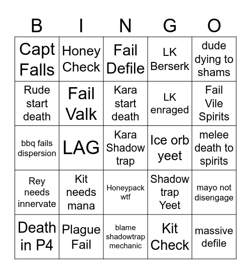 Argent Rejects LK Prog Bingo Card