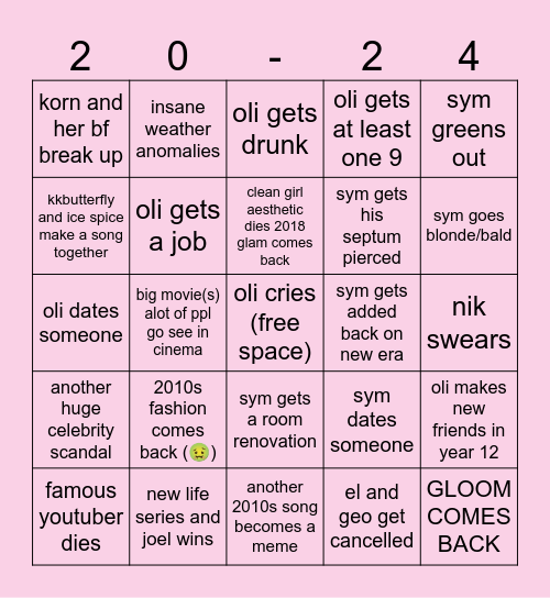 s + o 2024 bingo card Bingo Card