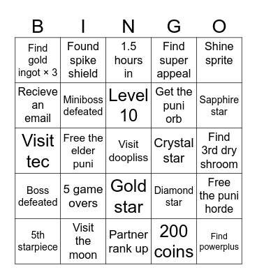 Paper Mario ttyd extreme randomizer bingo Card