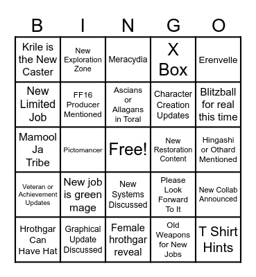 Fanfest 2024 Bingo Card