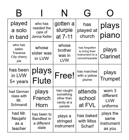 Someone who... Bingo Card