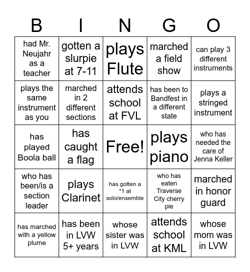 Someone who... Bingo Card