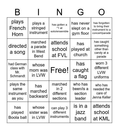 Someone who... Bingo Card