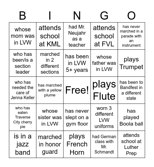 Someone who... Bingo Card