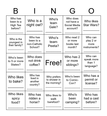 Birthday Bingo Card