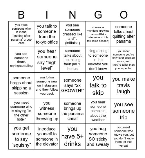 panama bingo card Bingo Card