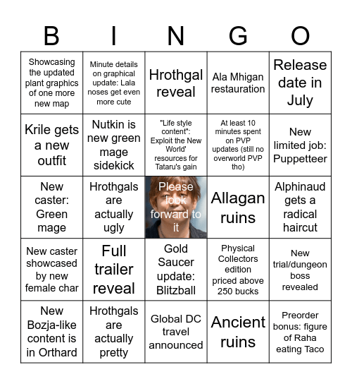 JP Fanfest Keynote Bingo Card