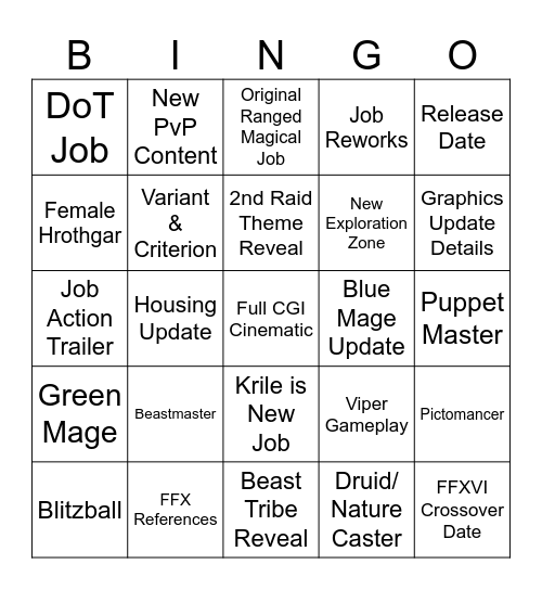 JP Fanfest 2024 Bingo Card