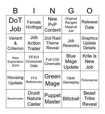 JP Fanfest 2024 Bingo Card