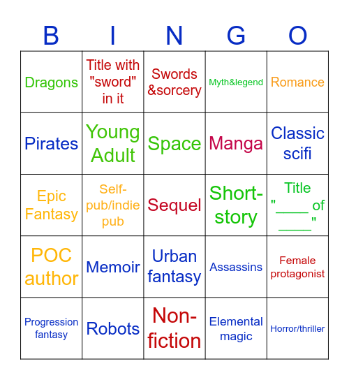 2024 Reading Bingo Card