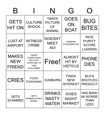 Khonam viet trip Bingo Card