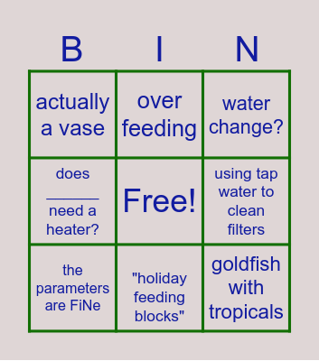 fish sins Bingo Card