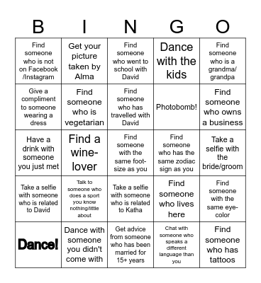 Dave&Katha's Wedding Bingo Card