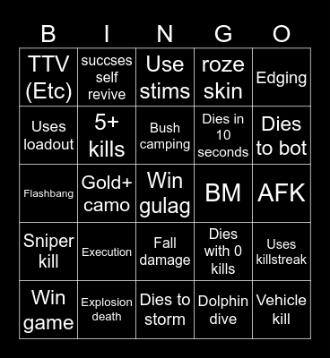 Warzone 2.0 bingo Card