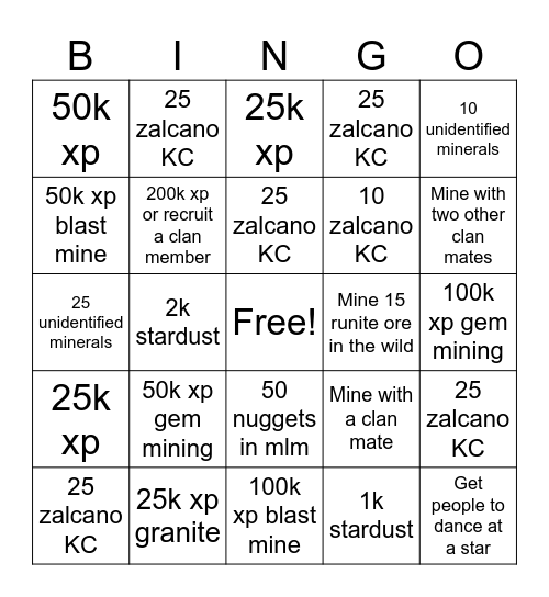 Mining Bingo ⛏️ Bingo Card