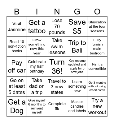 My 2024 Bingo Card
