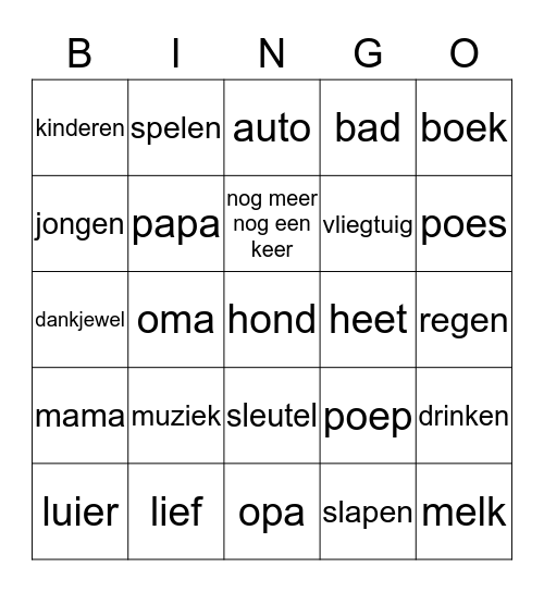gebarenbingo Card