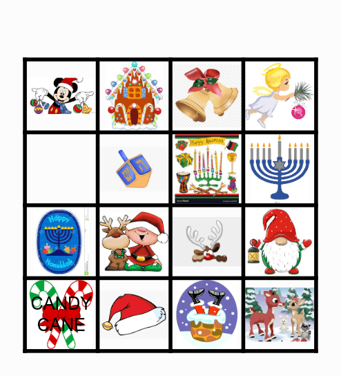 Christmas Holiday Bingo Pictures Bingo Card