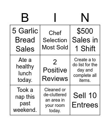 Staff Bingo Card