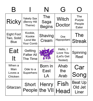 Just Kidding (Silly songs) Bingo Card