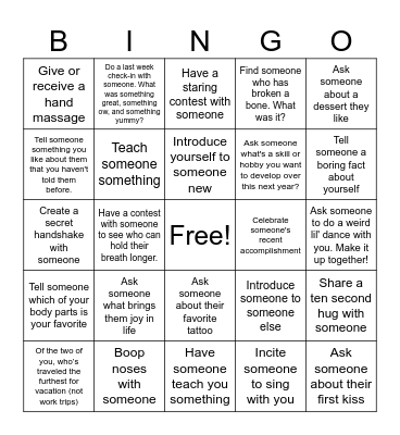 Meet new peeps! Bingo Card