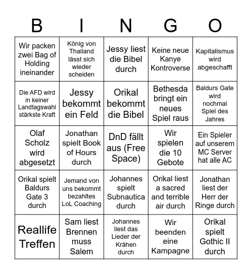 2024 als Bingo Card