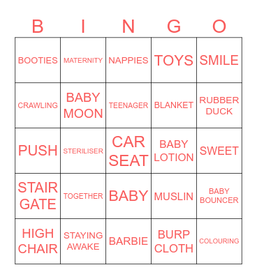 ASH'S BABY SHOWER BINGO BONGO ! Bingo Card